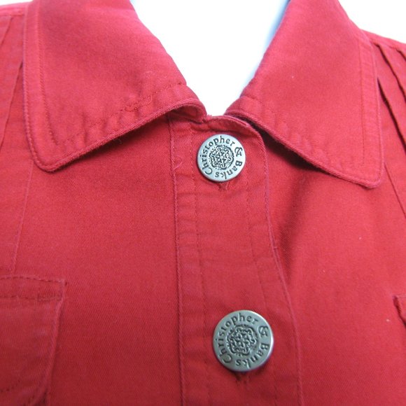 Christopher & Banks Stretch Denim Jacket  Sz M RED - Picture 6 of 8